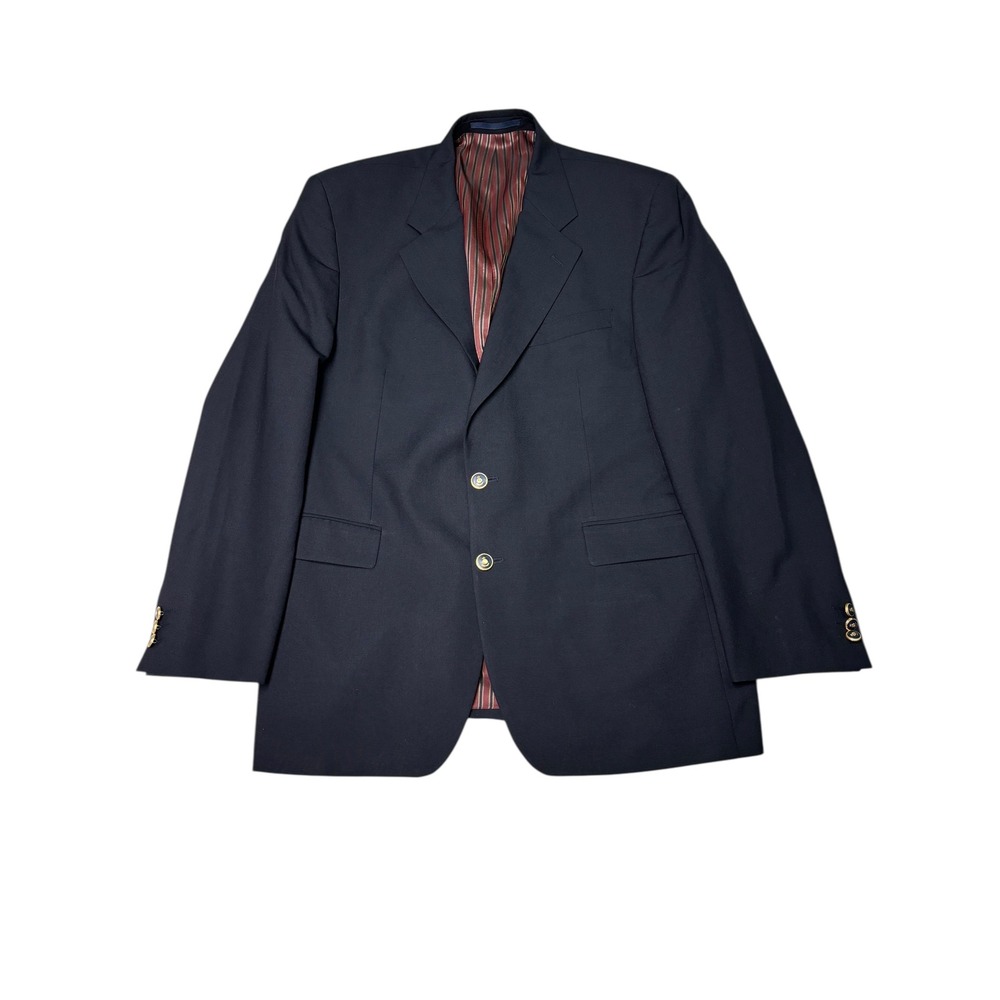 Alexandre London Savile Row Blazer Mens 44 Reg Pure Wool Gold Buttons Navy